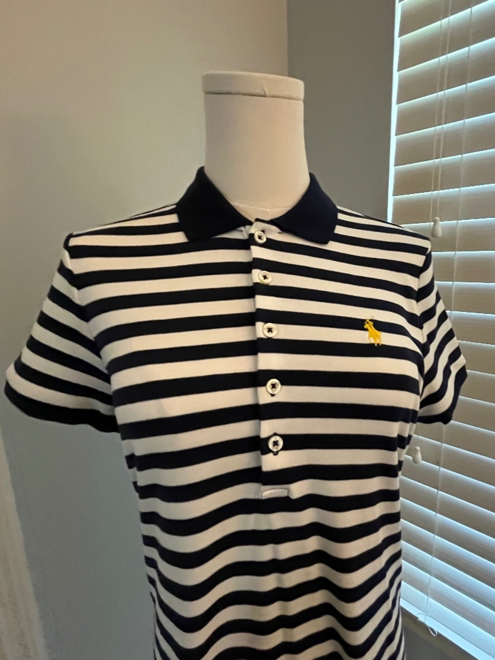 Ralph Lauren Polo Striped Navy White Midi Polo Dress Short Sleeve S/M - Picture 3 of 6